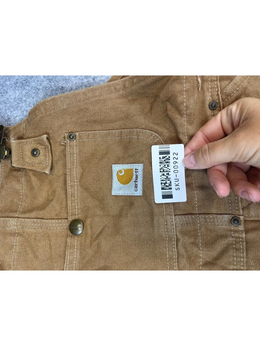 Carhartt Youth Overalls Y09-BRN 14-16 Faded Distressed Duck Bib Double Knee